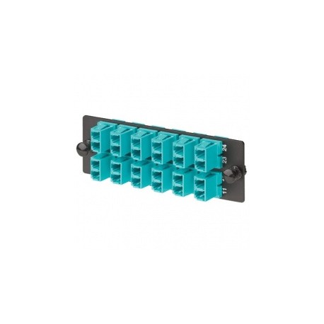 Panduit Panel de 12 Adaptadores de Fibra Óptica LC 10Gig Dúplex Multimodo, Negro