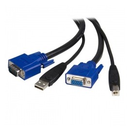 StarTech.com Cable KVM 2 en 1, USB VGA Macho - USB VGA Hembra, 1.8 Metros, Negro
