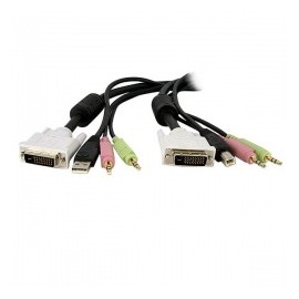 StarTech.com Cable KVM 4 en 1 DVI-D Dual Link Doble Enlace USB con Audio Micrófono, 3 Metros