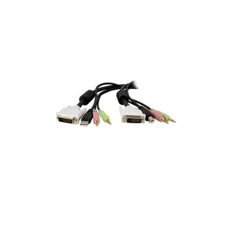 StarTech.com Cable KVM 4 en 1 DVI-D Dual Link Doble Enlace USB con Audio Micrófono, 3 Metros