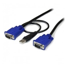 Startech.com Cable KVM Ultra Delgado 2 en 1, USB/VGA Macho - VGA Macho, 4.5 Metros, Negro
