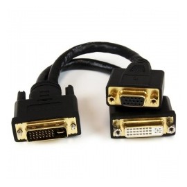 StarTech.com Cable Divisor para Terminales Wyse, DVI-I Macho - DVI-D y VGA Hembra, 20cm, Negro