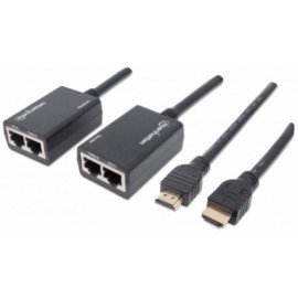 Manhattan Extensor HDMI por Cat5e-Cat6, Distancia Máxima 30 Metros, Cables HDMI Integrados