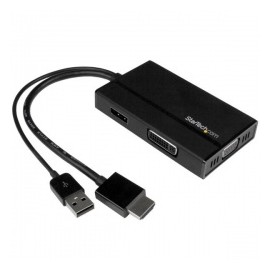 StarTech.com Adaptador de Viajes AV 3 en 1 HDMI - DisplayPort, VGA o DVI, Negro