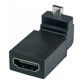 Manhattan Adaptador HDMI A Hembra - micro HMDI Macho, Ángulo de 90 Hacia Arriba