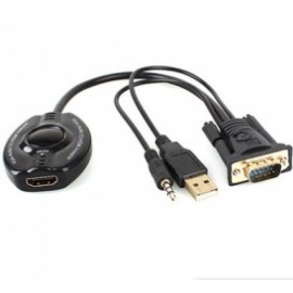 BRobotix Adaptador HDMI Hembra - VGA 3.5mm USB Macho, Negro