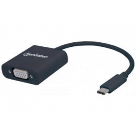 Manhattan Adaptador USB-C 3.1 Macho - VGA Hembra, Negro
