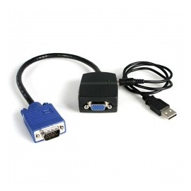 StarTech.com Mini Duplicador Divisor de Video VGA de 2 Puertos, USB, Negro