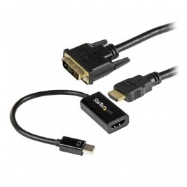 StarTech.com Kit de Conectividad Mini DisplayPort - DVI, Mini DisplayPort a HDM con Cable HDMI a DVI, 1.8 Metros, Negro