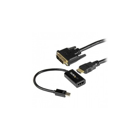 StarTech.com Kit de Conectividad Mini DisplayPort - DVI, Mini DisplayPort a HDM con Cable HDMI a DVI, 1.8 Metros, Negro