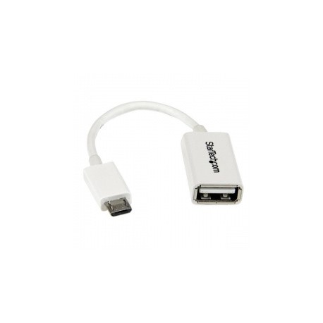 StarTech.com Cable Adaptador Micro USB Macho - USB OTG Hembra, 12cm, Blanco