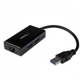 StarTech.com Adaptador de Red Ethernet Gigabit Externo, 2x USB 3.0, Negro