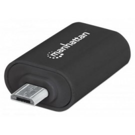 Manhattan Adaptador imPORT OTG USB, micro-USB A - USB A, Negro