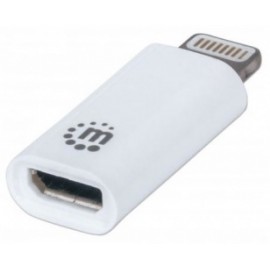 Manhattan Adaptador iLink, Lightning 8-pin Macho - micro USB B Hembra, Blanco