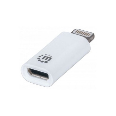 Manhattan Adaptador iLink, Lightning 8-pin Macho - micro USB B Hembra, Blanco
