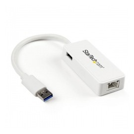 StarTech.com Tarjeta Ethernet Externa USB 3.0 con Hub, Alámbrico, 1x RJ-45, Blanco