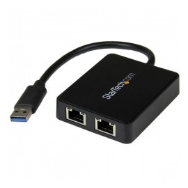 StarTech.com Adaptador 2x USB 3.0 Macho - 2x RJ-45 Hembra, 20cm, Negro