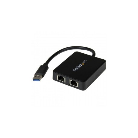 StarTech.com Adaptador 2x USB 3.0 Macho - 2x RJ-45 Hembra, 20cm, Negro