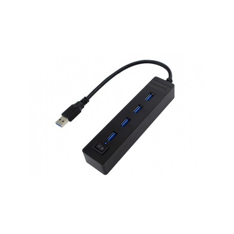 Sabrent Hub USB 3.0 con Interruptor, 4 Puertos, 5000 Mbit/s, Negro