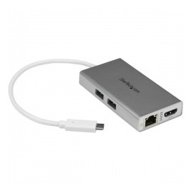 StarTech.com Hub USB-C Multifunción para Laptops, 2x USB 3.0, 1x HDMI, 1x RJ-45, Plata