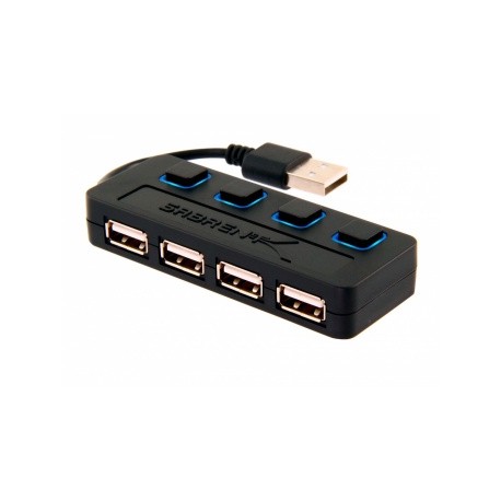 Sabrent Hub USB 2.0 con Switches, 4 Puertos, 480 Gbit/s, Negro