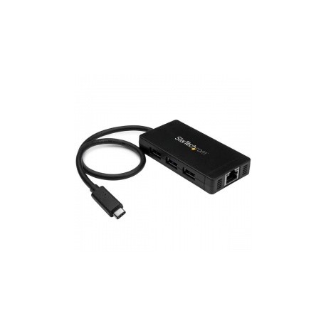StarTech.com Hub USB 3.0, 3 Puertos USB-C y Ethernet Gigabit, 1000 Mbits, Negro