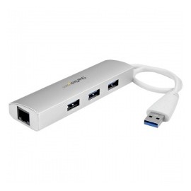 StarTech.com Hub Concentrador de 3 Puertos USB 3.0 con Adaptador de Red Ethernet Gigabit