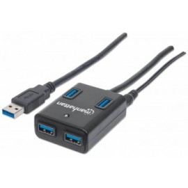 Manhattan Hub USB 3.0 de Supervelocidad, 4 Puertos, 5000 Mbits, con Fuente