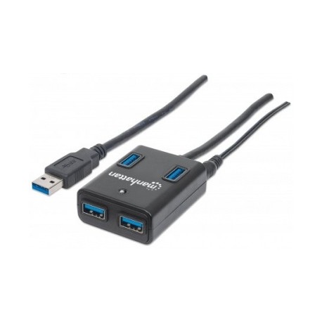 Manhattan Hub USB 3.0 de Supervelocidad, 4 Puertos, 5000 Mbits, con Fuente