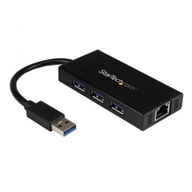 StarTech.com Hub USB 3.0 de Aluminio con 3 Puertos USB y Adaptador de Red Ethernet Gigabit