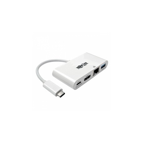 Tripp Lite Hub Adaptador USB-A, 1x USB C, 1x HDMI, 1x RJ-45, Blanco