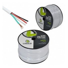 Logico Bobina de Cable de Audio Calibre 16, 76 Metros, 7.5mm, Blanco