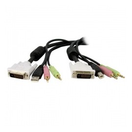StarTech.com Cable KVM 4 en 1 DVI-D Dual Link Doble Enlace USB con Audio Micrófono, 1.8 Metros