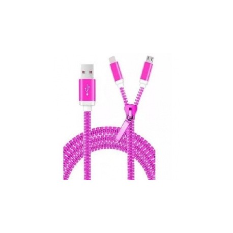 LevyDal Cable USB A Macho - Micro-USB B Macho/Lightning Macho, Rosado