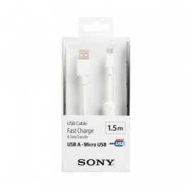 Sony Cable USB A Macho - Micro-USB B Macho, 1.5 Metros, Blanco