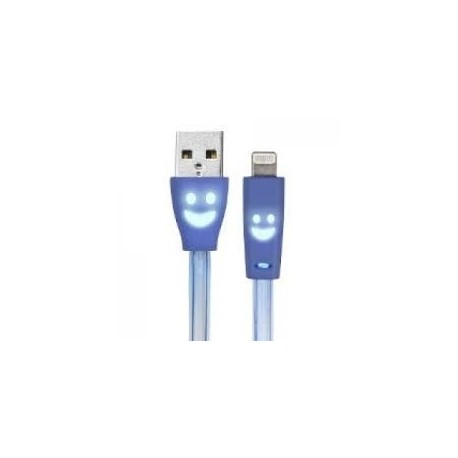 Ginga Cable Luminoso USB A Macho - Lightning Macho, 1 Metro, Azul, para iPhone 5