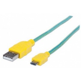 Manhattan Cable con Recubrimiento Textil USB 2.0 A Macho - Micro-USB 2.0 B Macho, 1 Metro