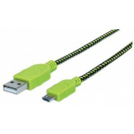 Manhattan Cable con Recubrimiento Textil USB 2.0 A Macho - Micro-USB 2.0 B Macho, 1 Metro