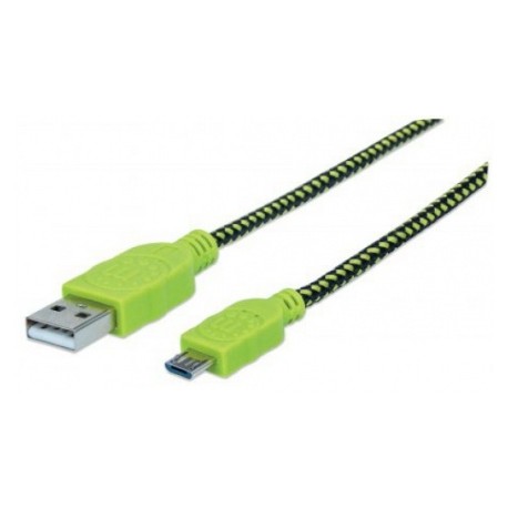 Manhattan Cable con Recubrimiento Textil USB 2.0 A Macho - Micro-USB 2.0 B Macho, 1 Metro