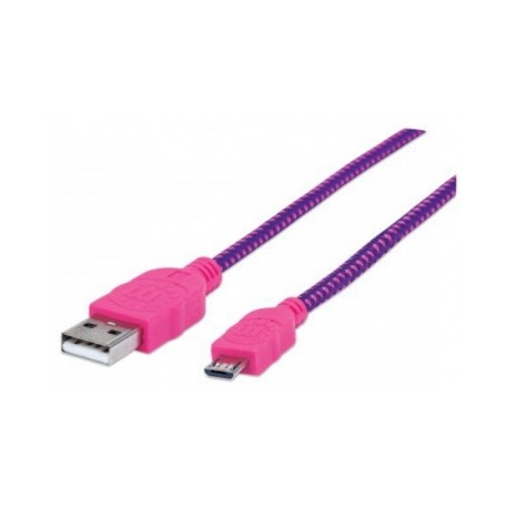 Manhattan Cable con Recubrimiento Textil USB 2.0 A Macho - Micro-USB 2.0 B Macho, 1 Metro