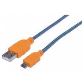 Manhattan Cable con Recubrimiento Textil USB 2.0 A Macho - Micro-USB 2.0 B Macho, 1 Metro