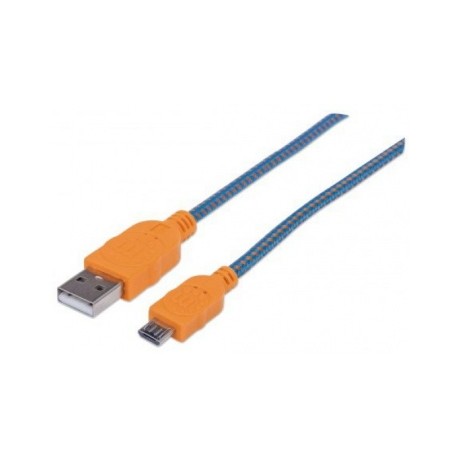 Manhattan Cable con Recubrimiento Textil USB 2.0 A Macho - Micro-USB 2.0 B Macho, 1 Metro