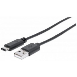 Manhattan Cable USB C de Alta Velocidad, USB C Macho - USB A Macho, 1 Metro, Negro