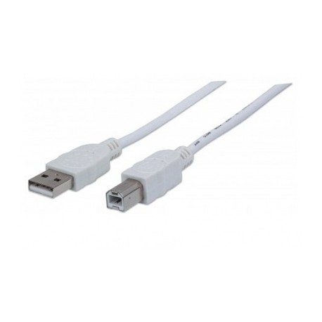 Manhattan Cable de Alta Velocidad USB 2.0 A Macho - USB 2.0 B Macho, 1.8 Metros, Blanco