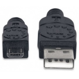 Manhattan Cable USB 2.0, USB A Macho - micro USB B Macho, 50cm, Negro