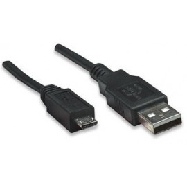 Manhattan Cable USB A Macho - micro USB B Macho, 50cm, Negro