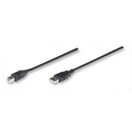 Manhattan Cable para Dispositivos USB de Alta Velocidad, USB 2.0 A Macho - USB 2.0 B Macho, 3 Metros, Negro