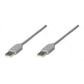 Manhattan Cable USB A Macho - USB A Macho, 1.8 Metros, Gris