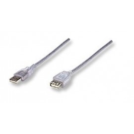 Manhattan Cable Extensión de Alta Velocidad USB 2.0, USB A Macho - USB A Hembra, 3 Metros, Plateado