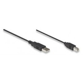 Manhattan Cable para Dispositivos USB de Alta Velocidad, USB 2.0 A Macho - USB 2.0 B Macho, 1.8 Metros, Negro